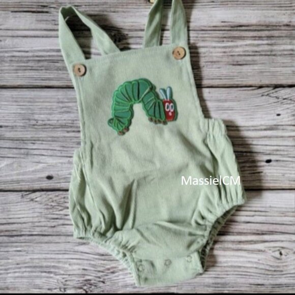 Hungry Caterpillar Romper Boy Girl Birthday Outfit Clothes Bodysuit Jumpsuit - Picture 1 of 5